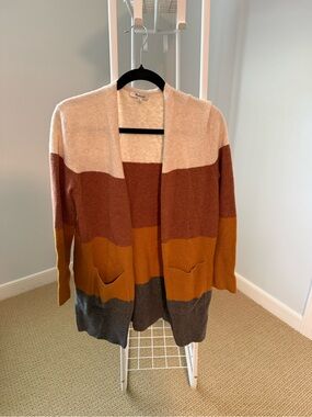 Madewell Cozy Colorblock Open Cardigan
